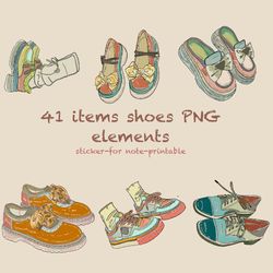 41 items shoes PNG elements sticker-for note-printable