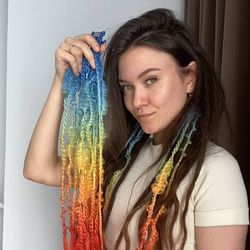 Clips braids dreads rainbow hair full set