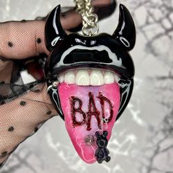 Polymer clay Lips necklace Bad