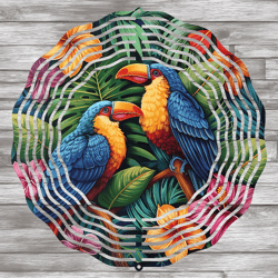 Parrots Wind Spinner Design, Birds Garden Spinner, Bird Sublimation Design