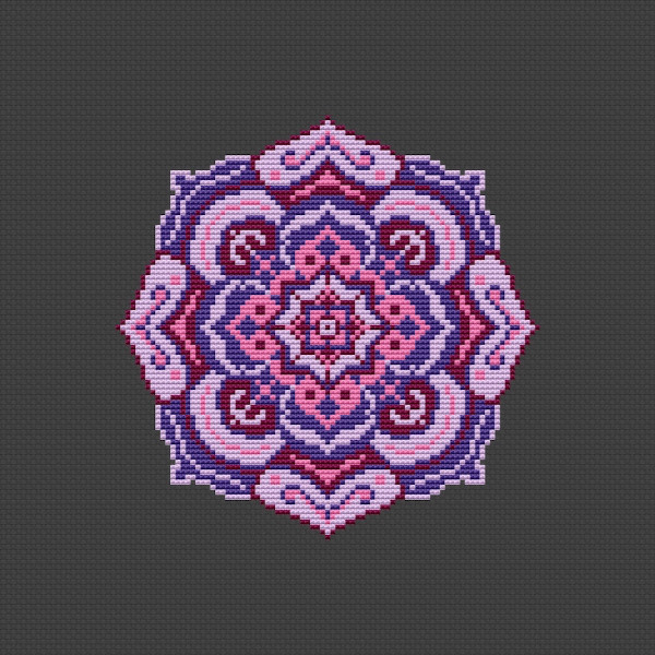 Floral mandala cross stitch pattern
