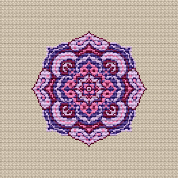 lotus mandala cross stitch pattern