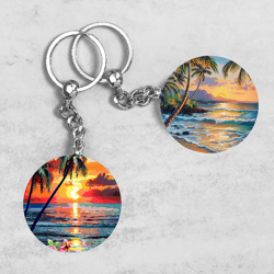 Summer Keychain Designs, Tropical Keychains, Sunset Keychain Sublimation