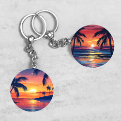 Summer Keychain Designs, Tropical Keychains, Palm Trees Keychain Sublimation