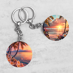 Summer Keychain Designs, Tropical Keychains, Palm Trees Sublimation Design