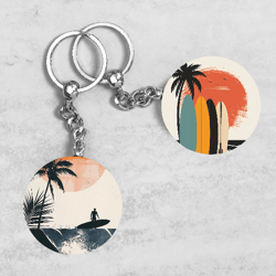 Summer Keychain Designs, Tropical Keychains, Surfboard Sublimation Design
