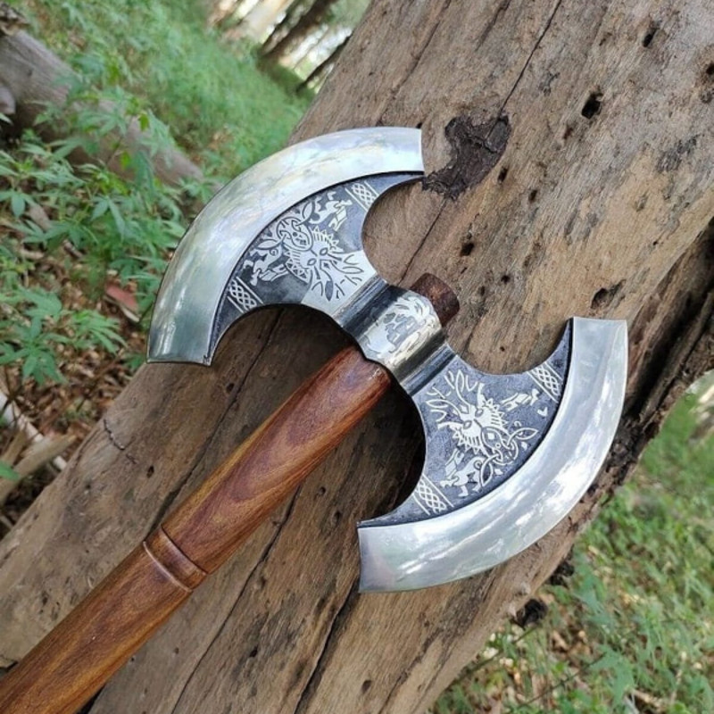 Double Head Axe Handmade Medieval Viking Axe (5).jpg