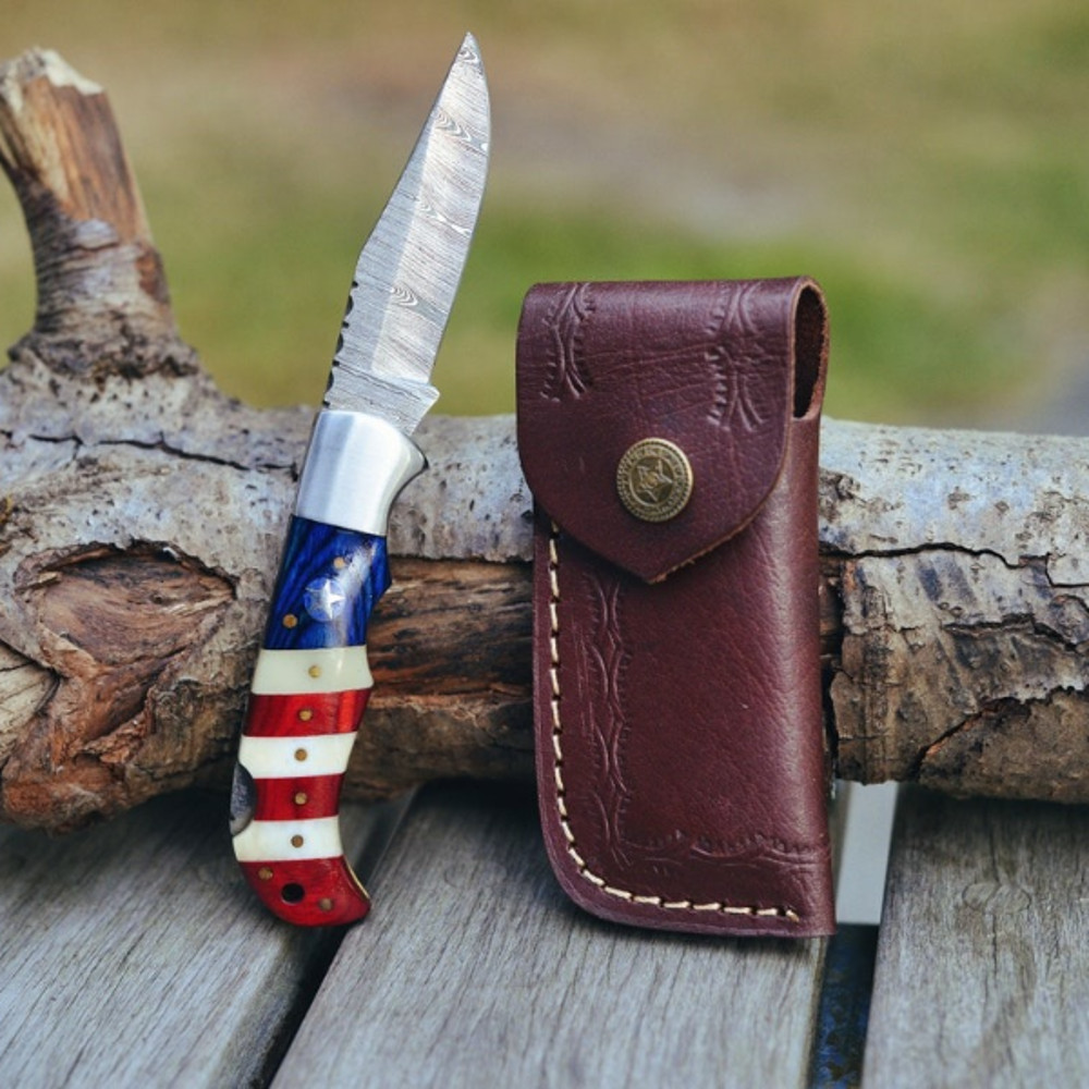 Folding Knife Damascus Steel Custom Handmade Pocket Knife (2).jpg