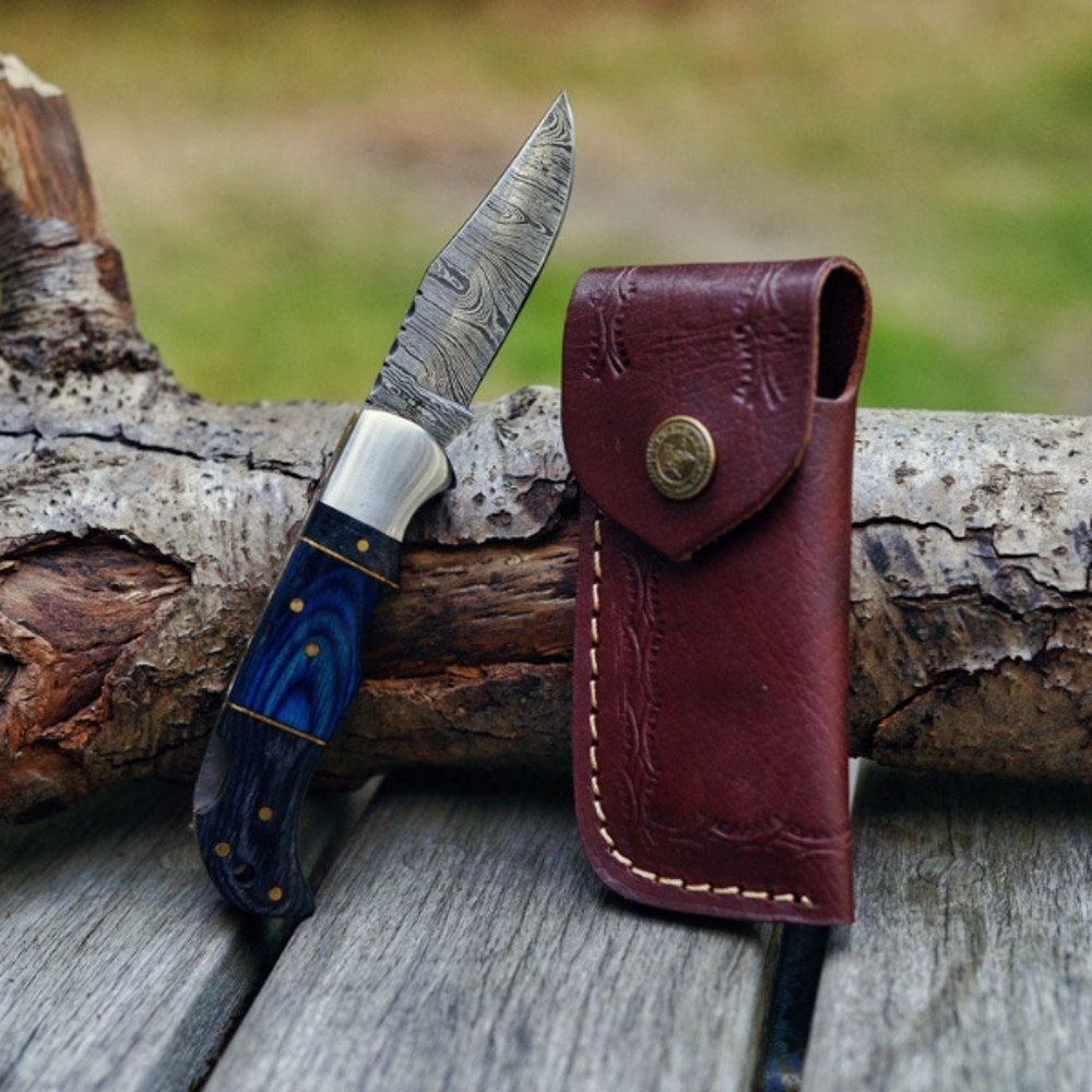 Folding Knife Damascus Steel Custom Handmade Pocket Knife (3).jpg