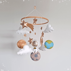 Baby mobile space, Baby crib mobile galaxy, Nursery mobile astronaut, Baby mobile planets, Baby mobile universe