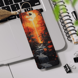 Tropical Bookmark Printable, Sunset Sublimation Design, Waterfall Bookmark Design