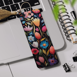 3D Flowers Bookmark Printable, Creative Bookmark, Floral Bookmark Design