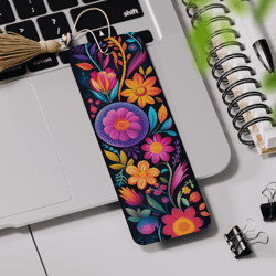 3D Flowers Bookmark Printable, Creative Bookmark Sublimation, Floral Bookmark Design
