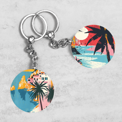 Summer Keychain Designs, Tropical Keychain Template, Summer Beach Keychain Sublimation