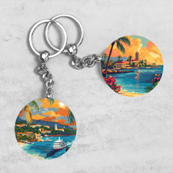 Summer Beach Keychain, Sunset Keychain Designs, Summer Keychain Sublimation