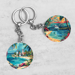 Summer Beach Keychain, Cruise Keychain Designs, Summer Keychain Sublimation