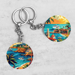 Summer Beach Keychain, Cruise Keychain Designs, Tropical Keychain Sublimation