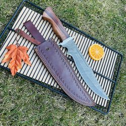 Custom Handmade Bowie Knife Damascus Steel Fixed Blade Bowie Knife Rambo Hunting Survival Outdoor Knife Camping knife