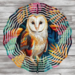 Owl Wind Spinner Design, Tropical Garden Spinner, Colorful Bird Wind Spinner