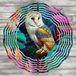Owl Wind Spinner Design, Tropical Garden Spinner, Cute Bird Wind Spinner