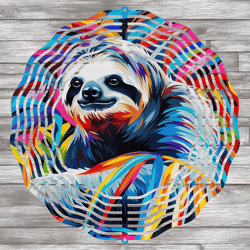 Sloth Wind Spinner Design, Tropical Leaves Garden Spinner, Jungle Wind Spinner