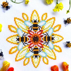 SUNFLOWER MANDALA Cross stitch pattern PDF by CrossStitchingForFun Instant Download, Sunflower cross stitch pattern