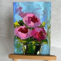 Peony Original Art Peony Painting Peonies Impasto Painting Flowers Abstract Painting Impasto Canvas 3d