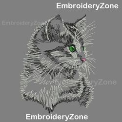 nice cat embroidery design, cat embroidery, cat embroidery pattern, small kitty machine embroidery design, 5 sizes