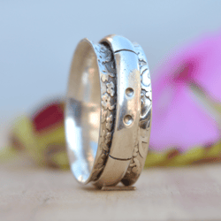 Sterling Silver Spinner Ring, Spinning Ring, Fidget Ring, Meditation Ring, Sterling Silver Ring, Anxiety Ring, Band Ring