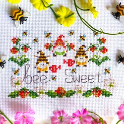 BEE SWEET cross stitch pattern PDF by CrossStitchingForFun Instant Download, HONEY BEE cross stitch pattern PDF