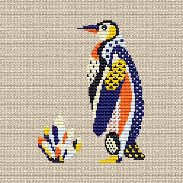 Penguin embroidery pattern