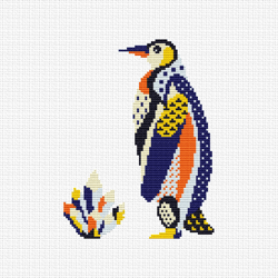 Penguin cross stitch pattern Bird counted chart Simple cross stitch design Primitive easy embroidery pattern xstitch