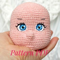 Crochet doll eyes PDF in English - Embroidery eyes amigurumi doll tutorial video