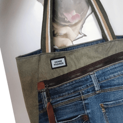 Denim women handmade shoulder bag