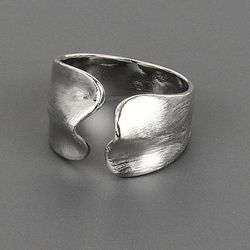 silver irregular geometric wave ring - unique trendy design for stylish personalized jewelry gifts