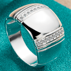 925 sterling silver big smooth aaaaa zircon ring | fashion wedding engagement charm jewelry for men & women - doteffil