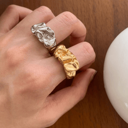 silver finger rings for women & couples: irregular geometric designs by foxanry - handmade holiday jewelry gifts