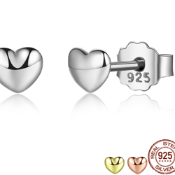 925 Sterling Silver Petite Hearts Stud Earrings by BAMOER - Small Fine Jewelry for Women, Silver Brincos PAS441
