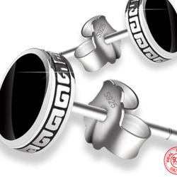 zdadan 925 sterling silver black round stud earrings - 6mm & 8mm sizes for women - wholesale jewelry accessories