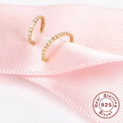 925 sterling silver micro-inlaid zircon canner earrings for women - cartilage & nasal ring piercing stud jewelry