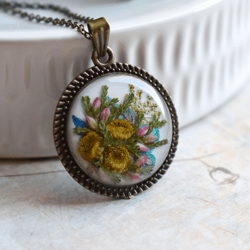 Real flower pendant. Real Tanacetum necklace. Flowers in resin.