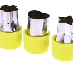 3Pcs/set Stainless Steel Vegetable Cutters with Plastic Handles - Star, Heart, and Flower Shapes for Effortless Kitchen