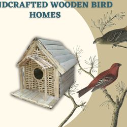 Rattan Bird Feeder & House: Hanging, Natural Look, Attracts Birds (Gift & Garden Decor)