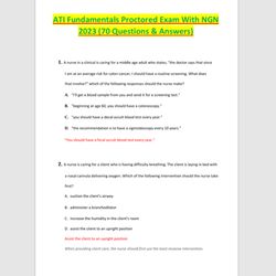 ATI RN Fundamentals Proctored Exam with NGN 2023/2024 (70 Questions & Answers) NURSING