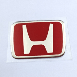 Honda Chrome Red & Silver Steering Wheel Emblem Badge Decal Sticker