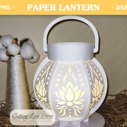 lotus flower lantern | 3d paper lantern template | lotus lantern svg | cricut lantern