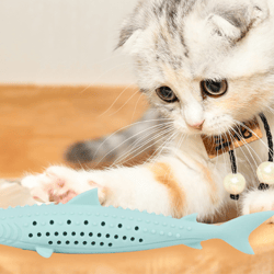 soft silicone mint fish cat toy: catnip-infused, teeth-cleaning chew for cats