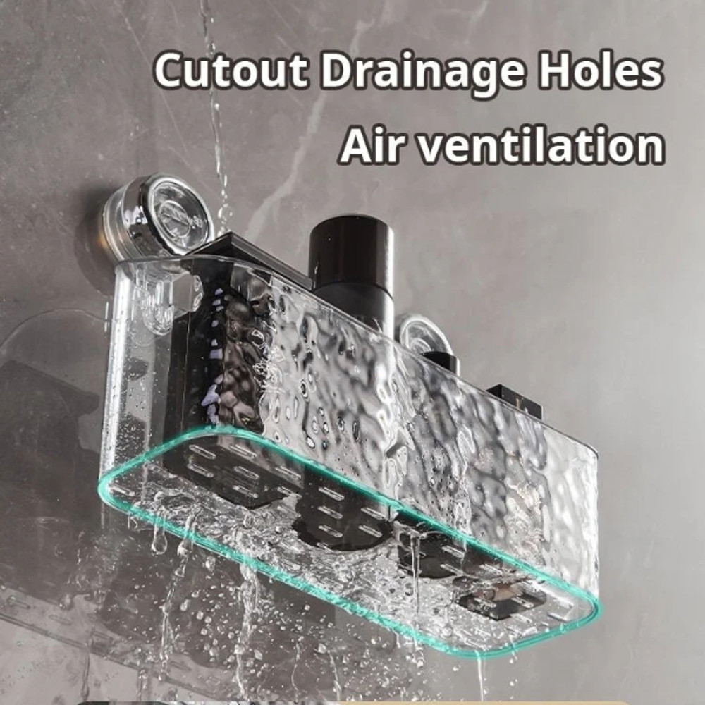 Light Luxury Style Glacier Pattern Suction Cup Shelf2