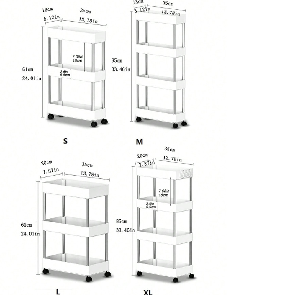 P8s41pcs34TierRollingUtilityCartStorageShelfMovableGapStorageRackKitchenBathroomSlim