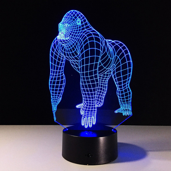 3D Illusion LED Gorilla Lamp With 7 Switchable Colors